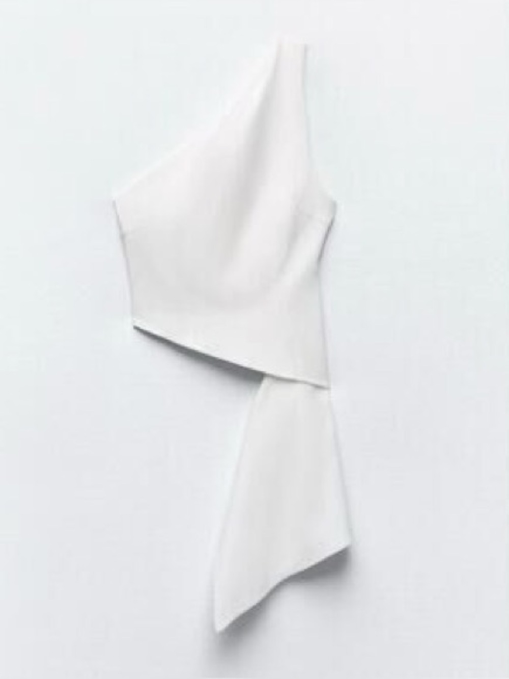 Zara White Asymmetric One Shoulder Draped Top Size S